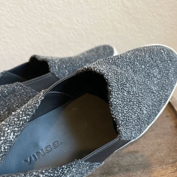 VINCE Gray Tweed Warren Round Toe Slip-On Platform Sneakers Women's Size 7.5 - Picture 7 of 9